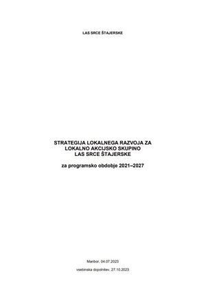 Strategija lokalnega razvoja LAS Srce Štajerske oktober 2023